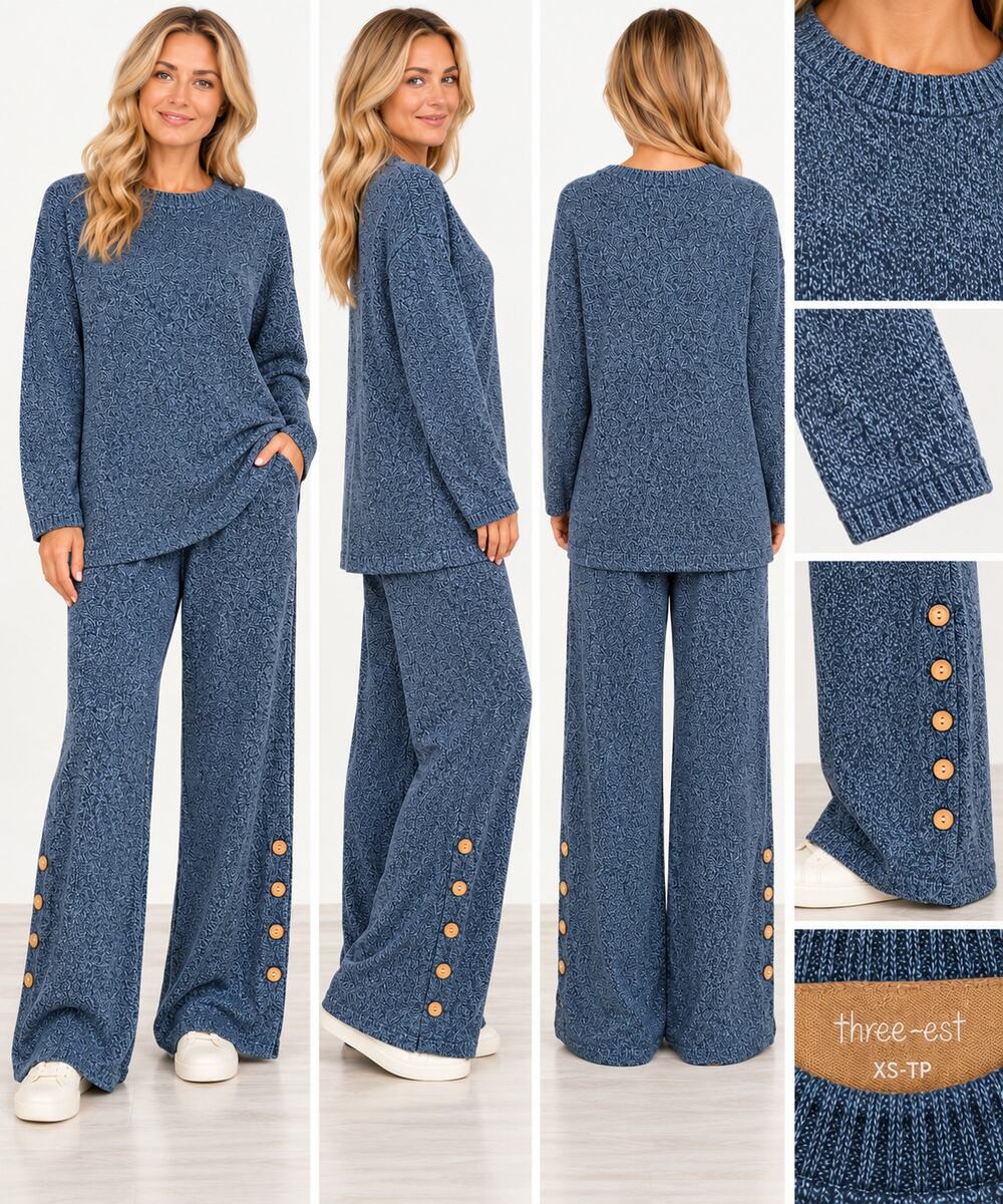 Free People Free-est 2 Piece Knit Sweater Pants Set XS Sea Marled NWT